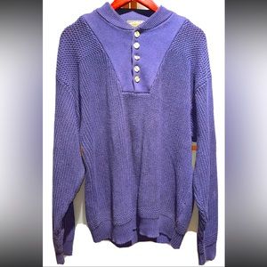 Eddie Bauer Mens Vintage Shaker Sweater Large Wood Buttons Pullover Fishermans L